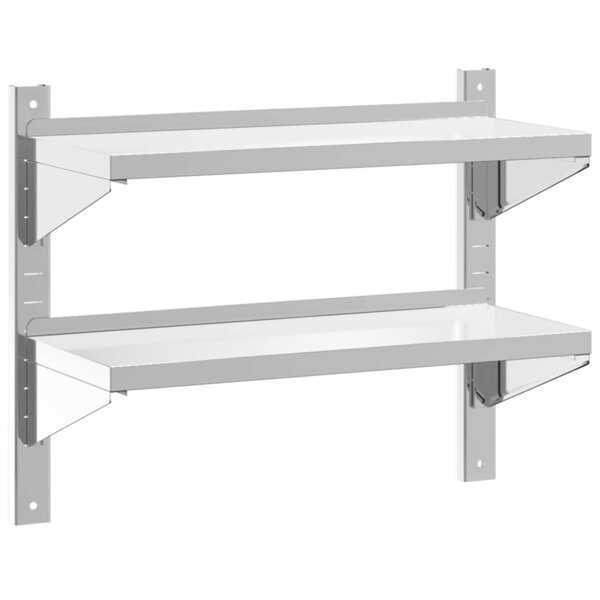 vidaXL Étagère murale à 2 niveaux 75x30x60 cm argenté acier inoxydable