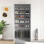 vidaXL Cabinet à chaussures Gris 80 x 39 x 180 cm Bois d'ingénierie