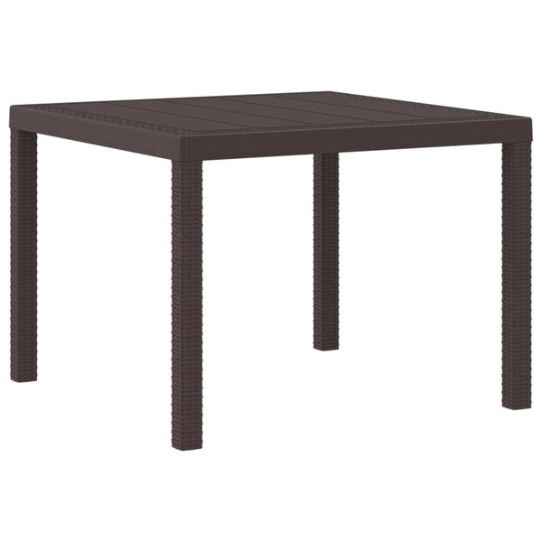 vidaXL Table de jardin pour repas Marron 100 x 100 x 73 cm polyrotin
