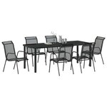 vidaXL Ensemble de salle à manger pour jardin 7 Pièces Noir
