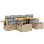 vidaXL Salon de jardin avec coussins 6 Pièces beige résine tressée