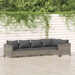 vidaXL Salon de jardin 5 Pièces avec coussins Gris Résine tressée