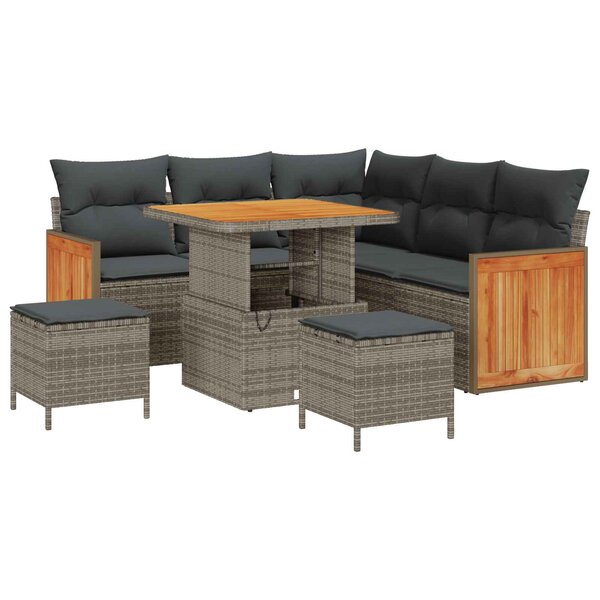 vidaXL Ensemble de canapé de jardin avec coussin 8 Pièces Gris