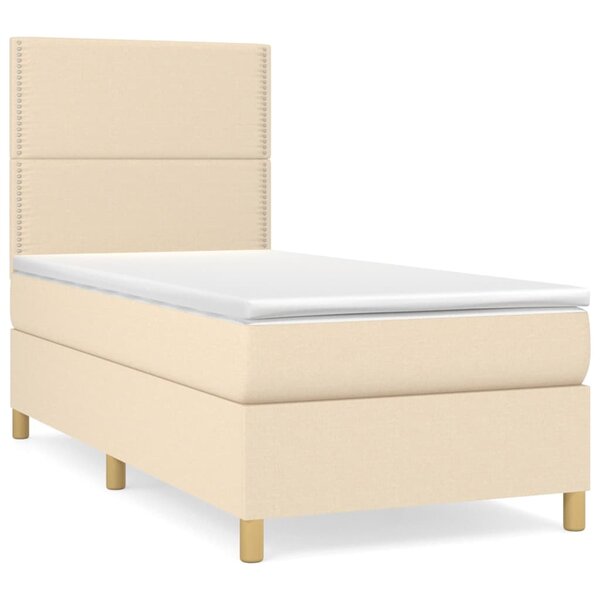 vidaXL Sommier à lattes de lit avec matelas Crème 80x200 cm Tissu
