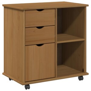 vidaXL Cabinet roulant avec roue Marron miel 63 5 x 39 x 65 5 cm