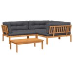vidaXL Salon palette de jardin avec coussins 4Pièces bois d'acacia massif