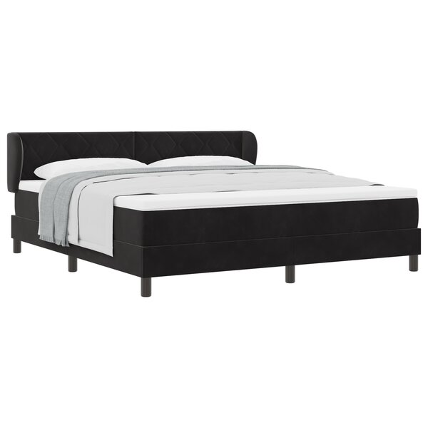 Lit à ressort avec matelas vidaXL Noir 180x200 cm Velours