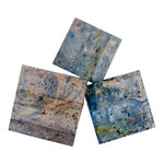 Table d'appoint en bois de manguier finition marbre bleu