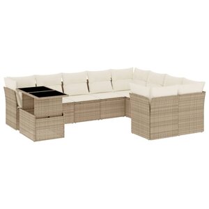 vidaXL Salon de jardin avec coussins 10 Pièces beige résine tressée