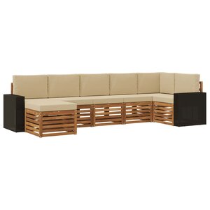 vidaXL Ensemble de canapés d'extérieur 7 pc Naturel et Beige