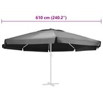 vidaXL Tissu de remplacement pour parasol d'extérieur Anthracite 610cm