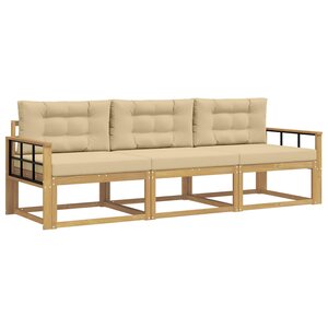 vidaXL Ensemble de canapés d'extérieur 3 Pièces Blanc et Beige Polyester