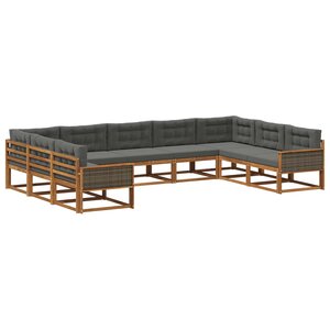 vidaXL Ensemble de canapés d'extérieur 9 Pièces Naturel et Anthracite