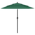 vidaXL Parasol de jardin à 3 niveaux avec mât en aluminium vert 2 5 m