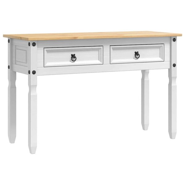 vidaXL Table d'appoint avec tiroir Blanc 115 x 46 x 73 cm Pin massif