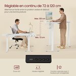 Bureau électrique réglable en hauteur table d’angle en L 140 x 160 cm avec multiprise fonction mémoire 2 hauteurs pour télétravail blanc 12_0004615