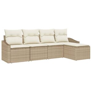vidaXL Ensemble de Canapés avec coussin 5 Pièces Beige et crème polyrotin