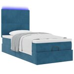 vidaXL Cadre de lit ottoman avec matelas bleu foncé 90x190 cm velours