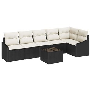 vidaXL Ensemble de salle à manger pour jardin 7 Pièces Marron et Crème