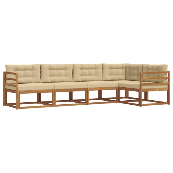vidaXL Ensemble de canapés d'extérieur 5 pc Naturel et Beige