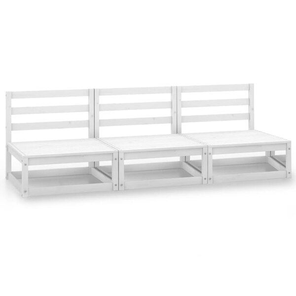 vidaXL Canapé à 3 places de jardin Blanc Bois de pin solide