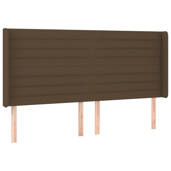 vidaXL Tête de lit avec oreilles Marron foncé 163x16x118/128 cm Tissu