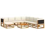 vidaXL Ensemble de canapés de jardin 9 pièces avec coussins en bois d'acacia et rotin