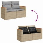 Set de Canapés de Jardin 8 pièces avec Coussins Beige en Rotin Synthétique Acacia