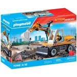 PLAYMOBIL 71749 - Action Heroes Pelleteuse mécanique avec ouvrier et accessoires