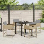 vidaXL Ensemble de salle à manger pour jardin 5 Pièces Beige Poly rotin