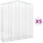 vidaXL Paniers à gabions arqués 5 Pièces 200x50x220/240 cm Fer galvanisé