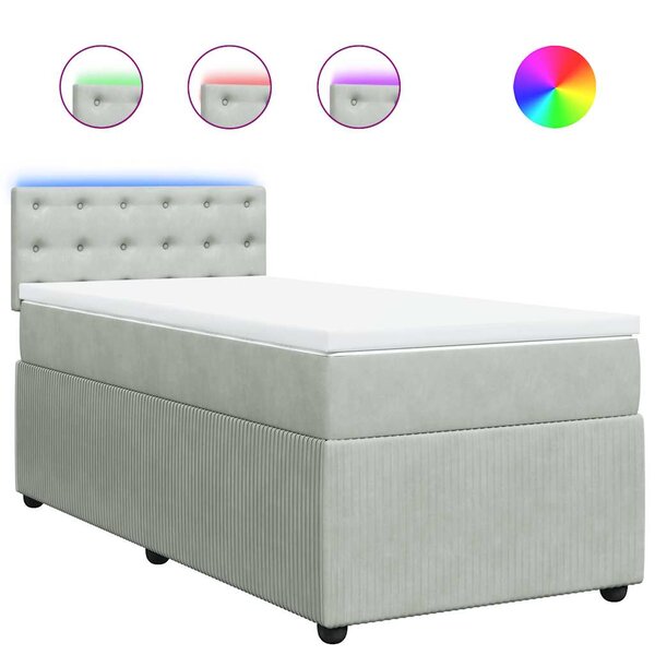 vidaXL Sommier à lattes de lit et matelas Gris clair 100x200cm Velours