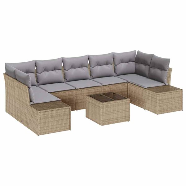 vidaXL Ensemble de canapé de jardin 8 Pièces Beige et gris polyrotin