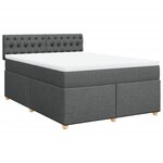 vidaXL Sommier à lattes de lit avec matelas Gris foncé 160x200cm Tissu