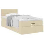 vidaXL Lit ottoman avec matelas crème 100x200 cm tissu