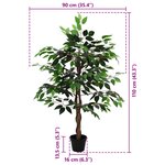 vidaXL Plante Ficus artificielle Vert 90 x 16 x 110 cm Tissu et bois