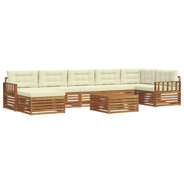 vidaXL Ensemble de canapés d'extérieur 8 pc Naturel et Crème