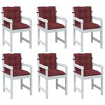 vidaXL Coussins de chaise dossier bas lot de 6 rouge bordeaux mélangé