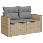 vidaXL Salon de jardin 6 Pièces avec coussins beige résine tressée acacia