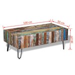 Vidaxl table basse bois massif de récupération 100x50x38 cm