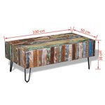 vidaXL Table basse Bois massif de récupération 100x50x38 cm