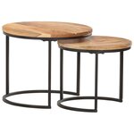 vidaXL Tables gigognes 2 Pièces Bois d'acacia massif