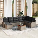 vidaXL Ensemble de canapé de jardin 9 Pièces Gris