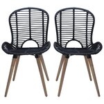 vidaXL Chaises à manger lot de 2 noir rotin naturel
