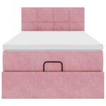 vidaXL Cadre de lit ottoman avec matelas rose 90x200 cm velours