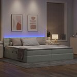 vidaXL Lit de rangement LED avec matelas Gris clair 200 x 200 cm