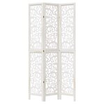 vidaXL Cloison de séparation 3 panneaux blanc bois de paulownia massif