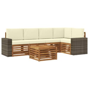 vidaXL Ensemble de canapé d'angle avec coussin 6 Pièces Naturel et Crème