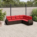 vidaXL Salon de jardin 6 Pièces avec coussins marron résine tressée