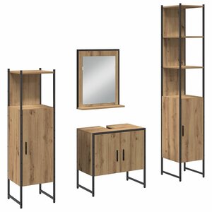 vidaXL Ensemble de mobilier de salle de bain avec porte 4 Pièces Marron
